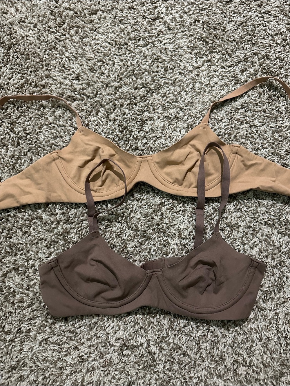 SKIMS Two-Pack Underwire Bralettes in Tan and Brown
